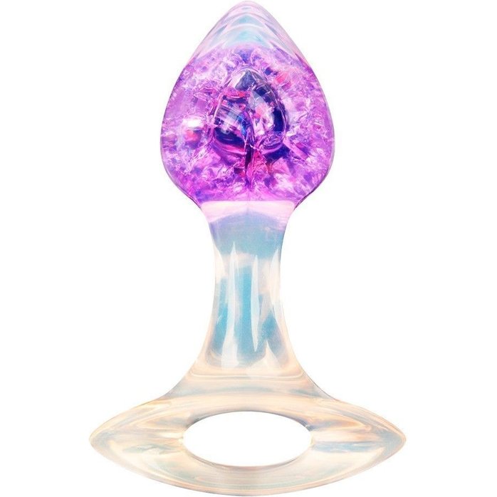 Сиреневатая анальная пробка с ручкой - 8,5 см. Фотография 2.