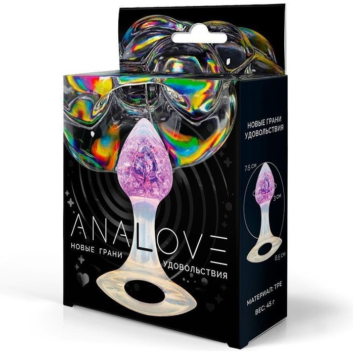 Сиреневатая анальная пробка с ручкой - 8,5 см. Фотография 3.