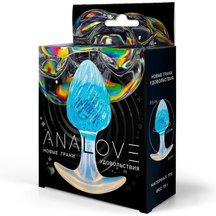 Голубоватая анальная пробка - 9 см. Фотография 3.