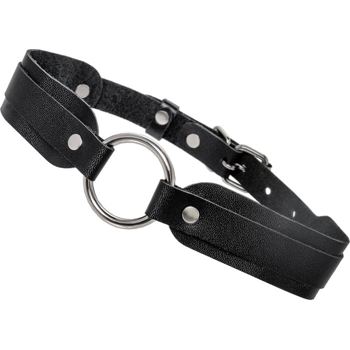 Черный кожаный чокер-ошейник со скруглёнными углами. Фотография 4.