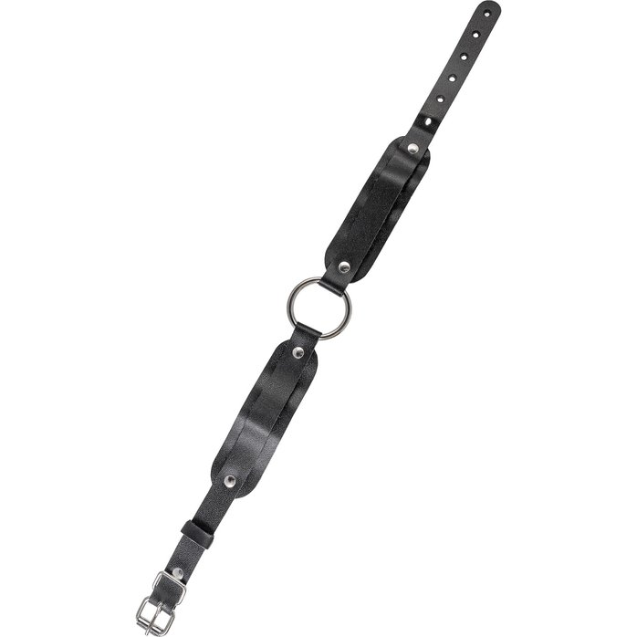 Черный кожаный чокер-ошейник со скруглёнными углами. Фотография 5.