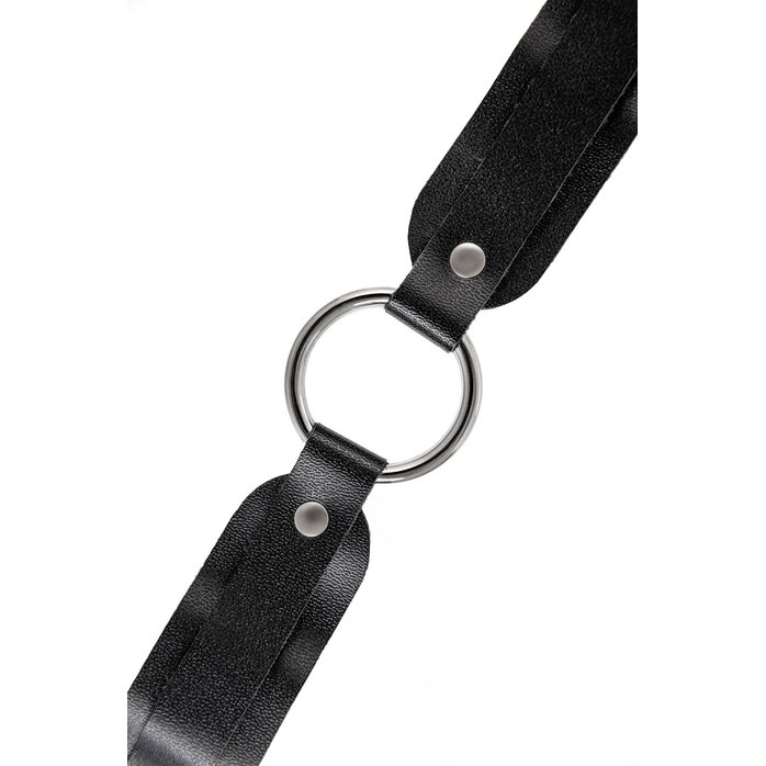 Черный кожаный чокер-ошейник со скруглёнными углами. Фотография 6.