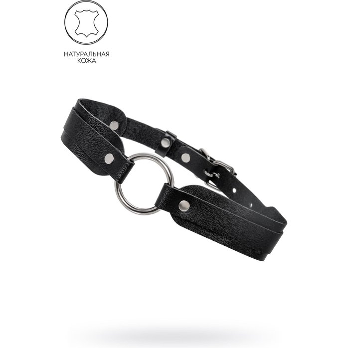 Черный кожаный чокер-ошейник со скруглёнными углами