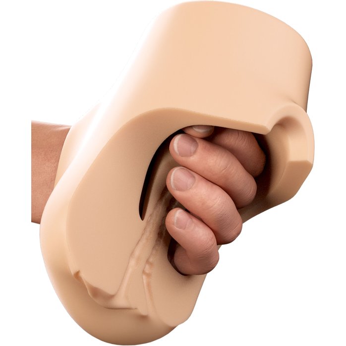 Телесный мастурбатор с вибрацией Double Pounder Vibrating Squeeze Stroker - PDX Plus. Фотография 4.