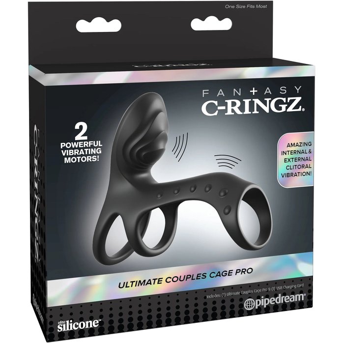 Черная насадка на пенис Ultimate Couples Cage Pro - Fantasy C-Ringz. Фотография 5.