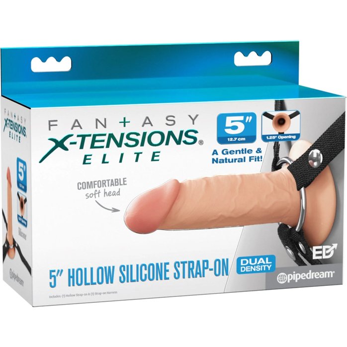 Телесный пустотелый фаллопротез 5’’ Hollow Silicone Strap-On - 14 см - Fantasy X-tensions Elite. Фотография 2.