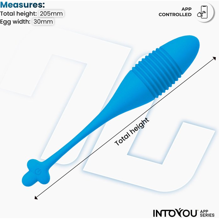 Синее интерактивное виброяйцо с поступательными движениями Thrusting Egg. Фотография 4.