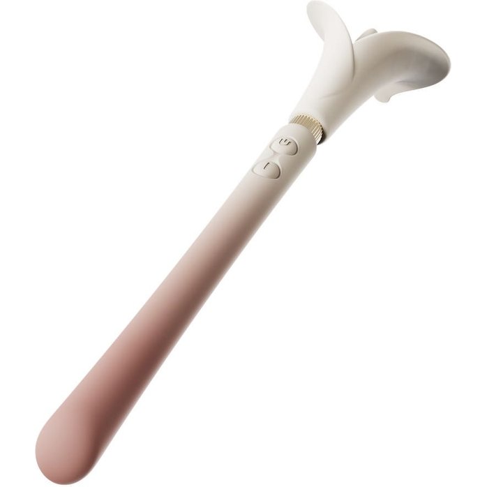 Розовый двусторонний вибромассажёр Calla. Фотография 3.