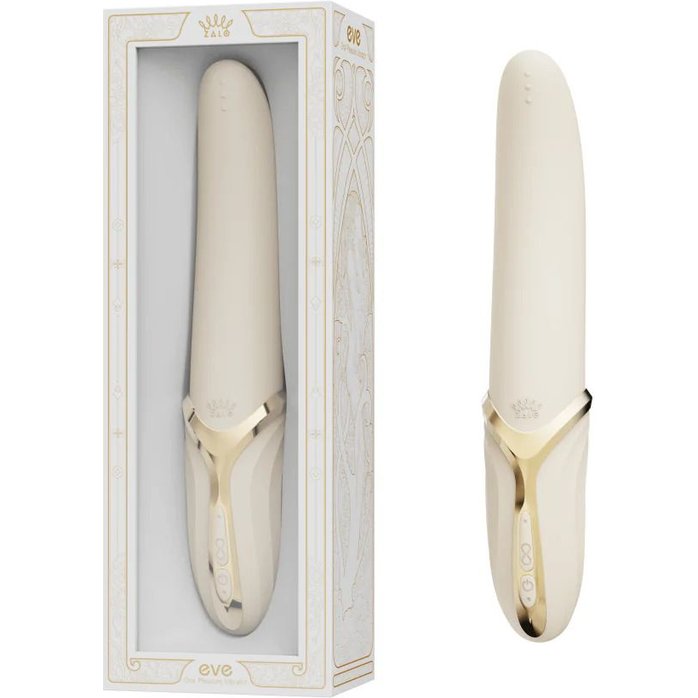 Бежевый вибростимулятор с имитацией оральных ласк и функцией нагрева Eve. Фотография 2.