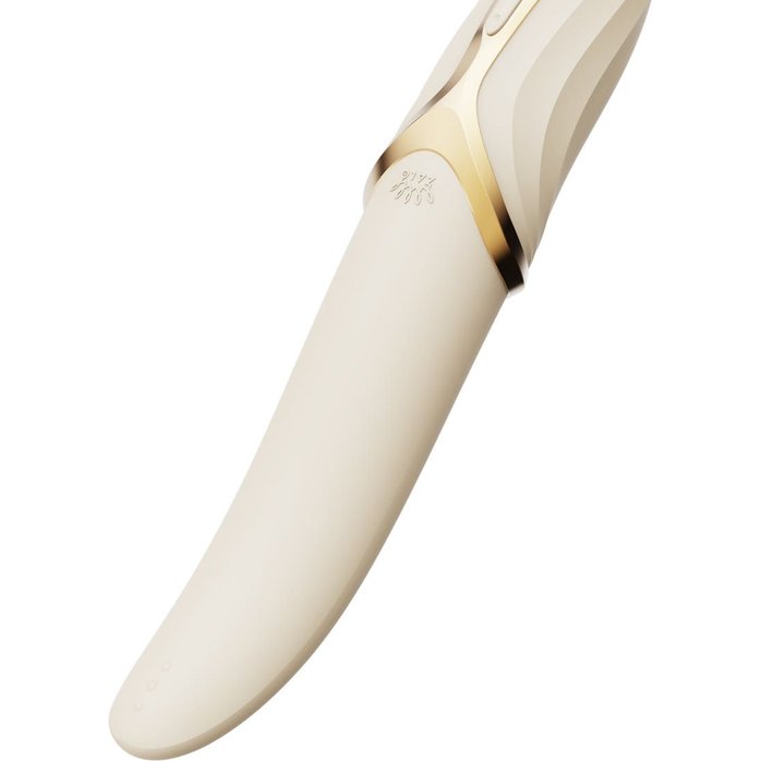 Бежевый вибростимулятор с имитацией оральных ласк и функцией нагрева Eve. Фотография 3.