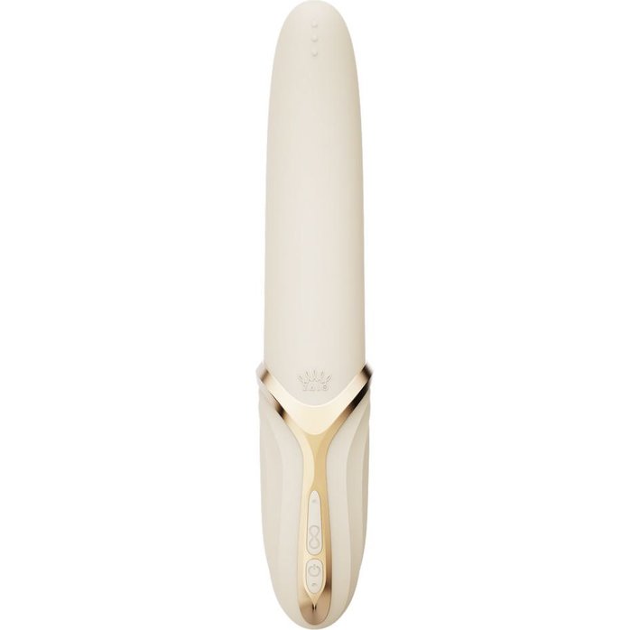 Бежевый вибростимулятор с имитацией оральных ласк и функцией нагрева Eve. Фотография 10.