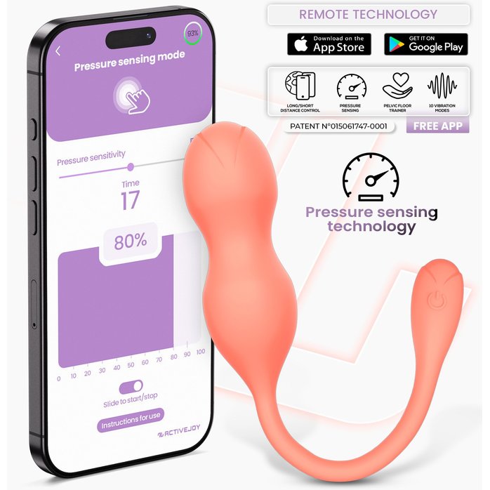 Оранжевые интерактивные вагинальные виброшарики Kyra. Фотография 2.