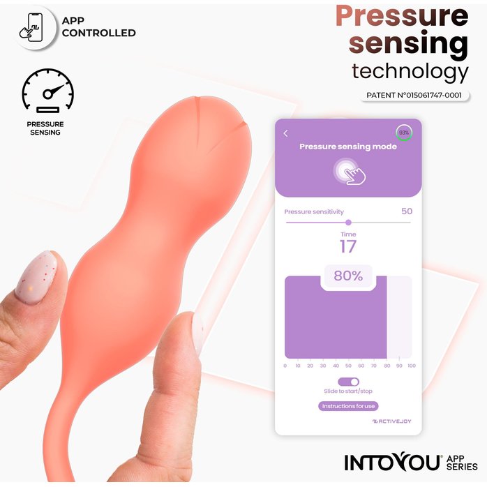 Оранжевые интерактивные вагинальные виброшарики Kyra. Фотография 3.