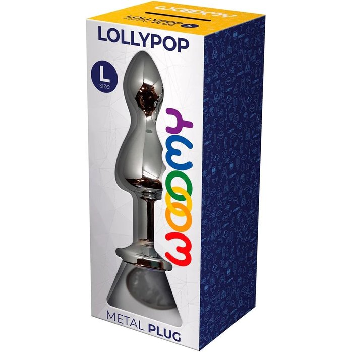 Серебристая анальная втулка Wooomy Lollypop L с прозрачным кристаллом - 10,5 см - Wooomy. Фотография 3.