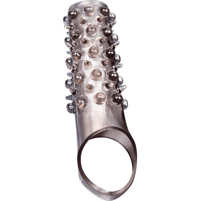 Дымчатая насадка на пенис с шипами и выпуклостями - 12 см - SEX EXPERT