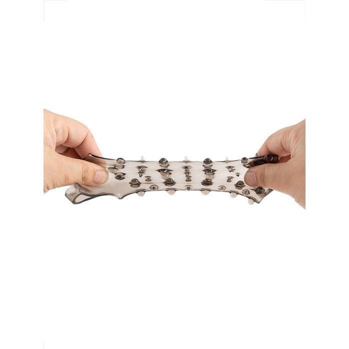 Дымчатая насадка на пенис с шипами и выпуклостями - 12,5 см - SEX EXPERT. Фотография 7.