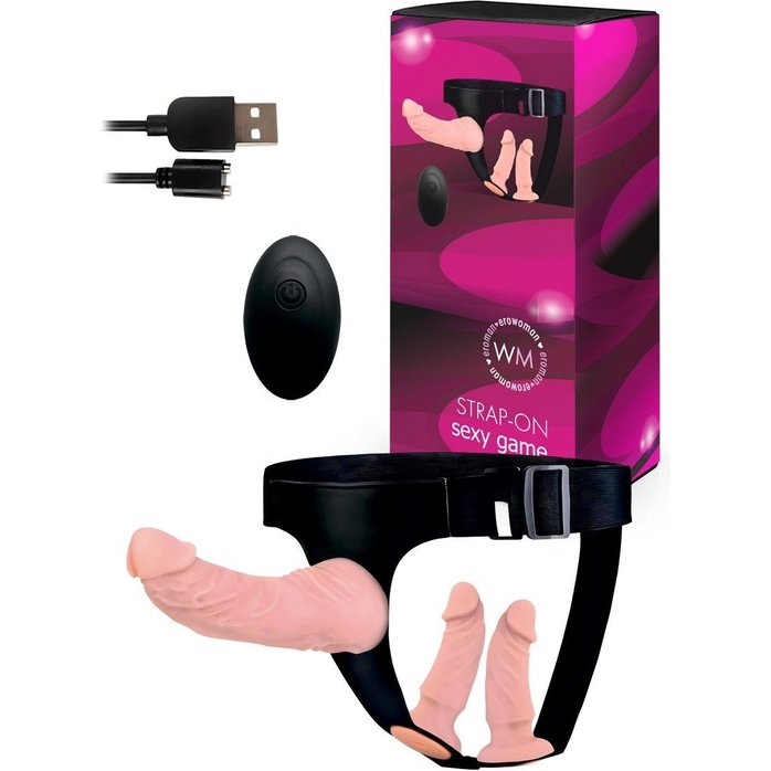 Женский страпон с 3 насадками и вибрацией - EROWOMAN-EROMAN. Фотография 2.