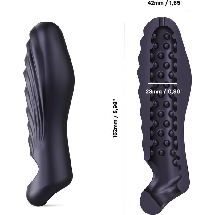 Сливовая силиконовая насадка на пенис с подхватом Manwan Ryzer. Фотография 3.