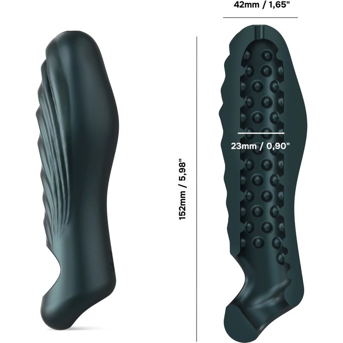 Серая силиконовая насадка на пенис с подхватом Manwan Ryzer. Фотография 2.