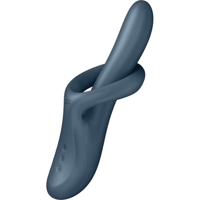 Серый вибратор-ротатор с функцией нагрева Heat Flex 4 - 23 см