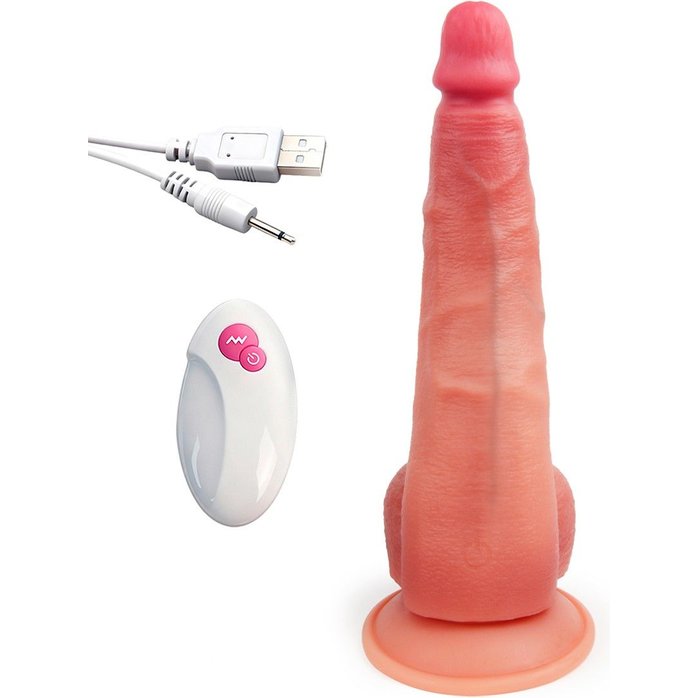 Телесный вибратор-реалистик на присоске - 30 см - EROWOMAN ВИБРО. Фотография 9.