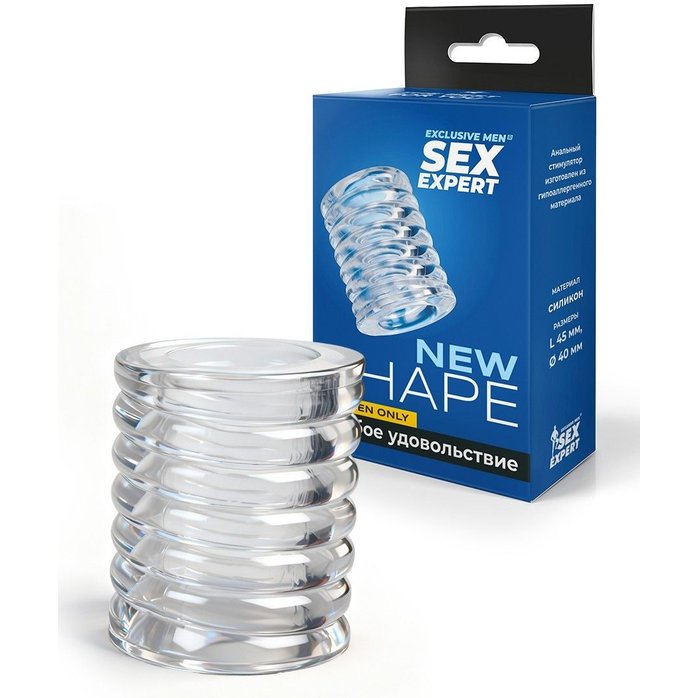 Прозрачная сквозная насадка на пенис с ребрышками - SEX EXPERT