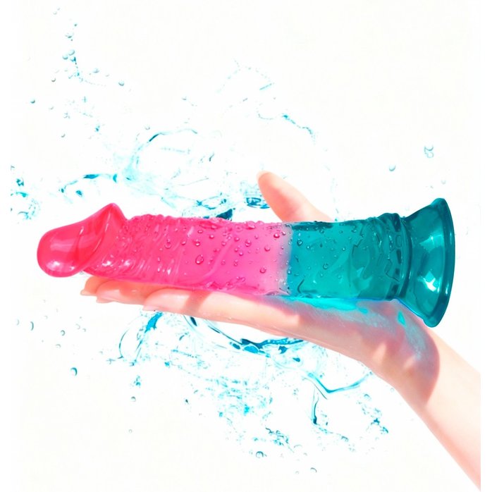 Яркий двухцветный фаллоимитатор с присоской - EROWOMAN NEW COLLECTION. Фотография 4.