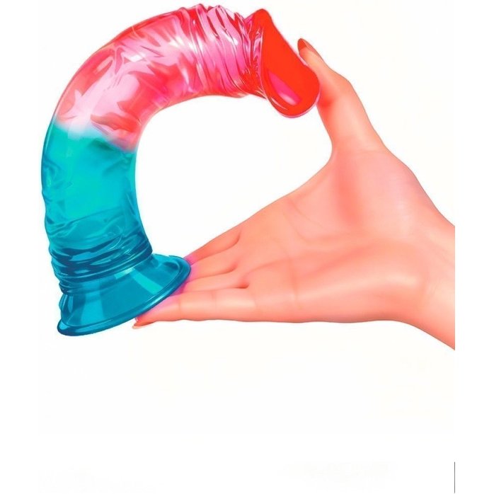 Яркий двухцветный фаллоимитатор с присоской - EROWOMAN NEW COLLECTION. Фотография 5.