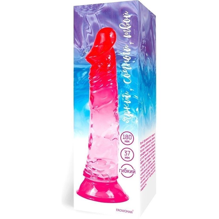 Яркий розово-красный фаллоимитатор с присоской - EROWOMAN NEW COLLECTION. Фотография 3.