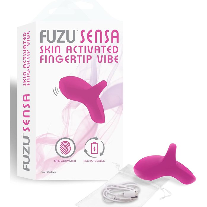Розовый сенсорный вибромассажёр на палец Fuzu Sensa. Фотография 4.