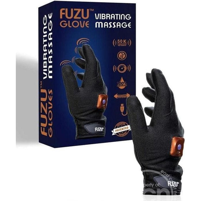 Черная виброперчатка для массажа Fuzu на правую руку. Фотография 2.
