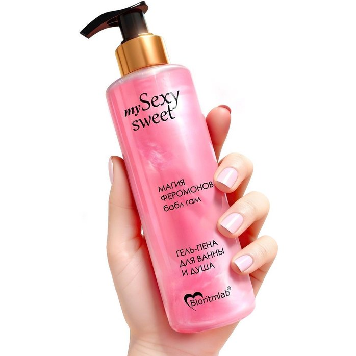 Гель-пена для ванны и душа Sexy Sweet с феромонами и ароматом бабл-гам - 200 мл - Серия Sexy Sweet. Фотография 2.