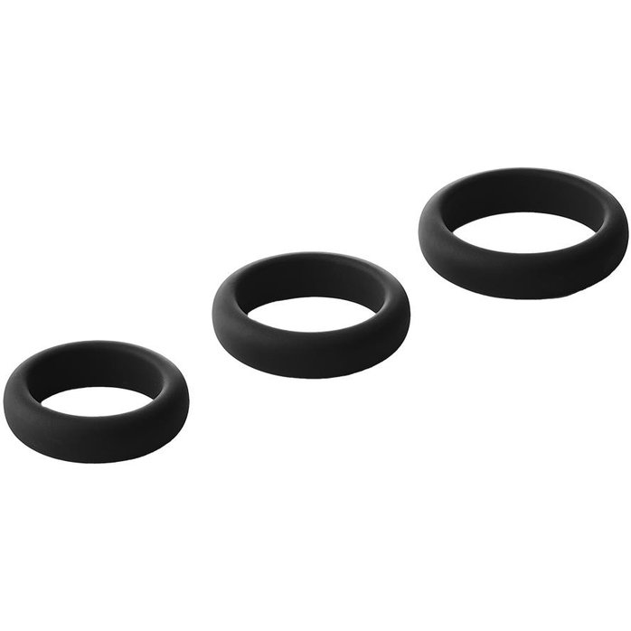 Набор из 3 черных эрекционных колец Smooth Silicone Cockring Pack - Ramrod. Фотография 2.