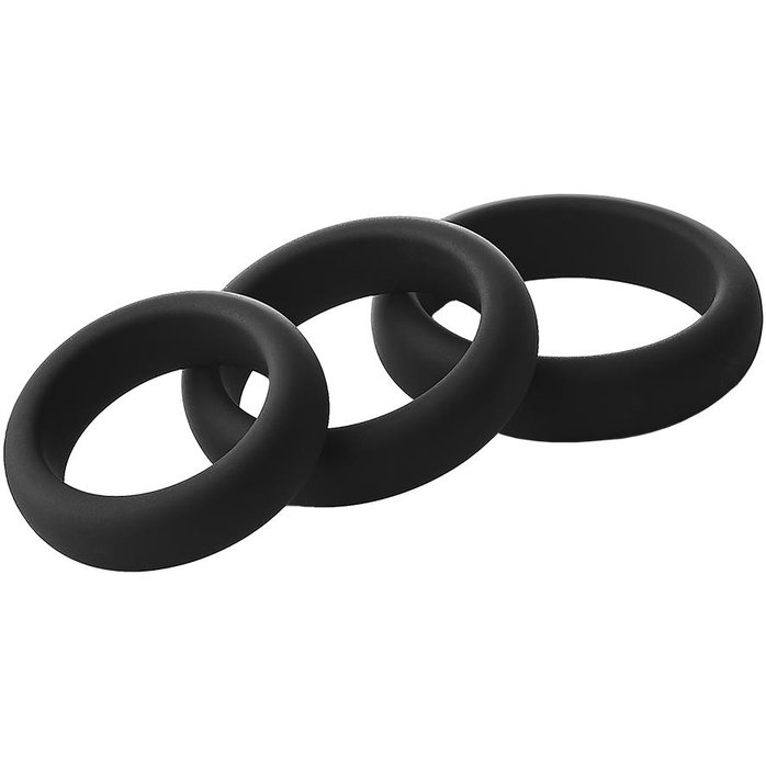 Набор из 3 черных эрекционных колец Smooth Silicone Cockring Pack - Ramrod. Фотография 3.