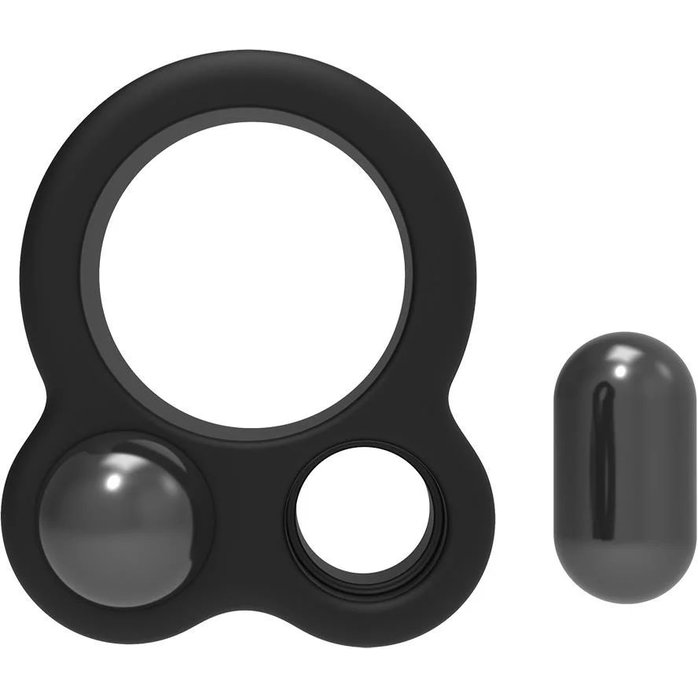 Черное эрекционное кольцо с утяжелителями Cockring Dual Weight - Ramrod. Фотография 2.