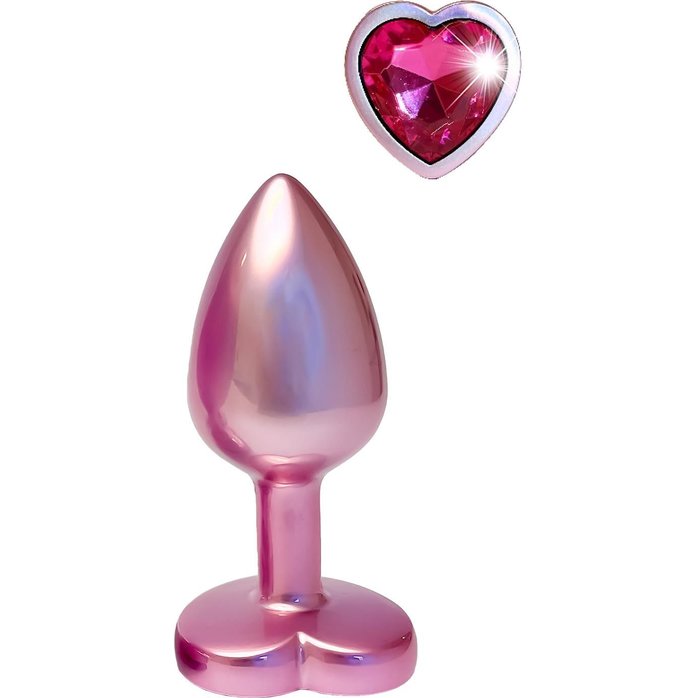 Розовая анальная пробка с кристаллом-сердцем Pearl Pink Plug Small - Gleaming Love. Фотография 2.