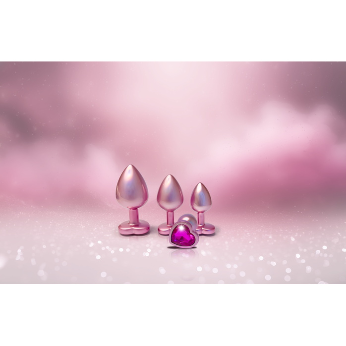 Розовая анальная пробка с кристаллом-сердцем Pearl Pink Plug Small - Gleaming Love. Фотография 5.