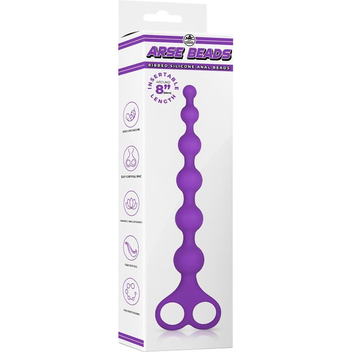 Фиолетовая анальная цепочка 8 Inch Ribbed Silicone Anal Beads - 26 см. Фотография 4.