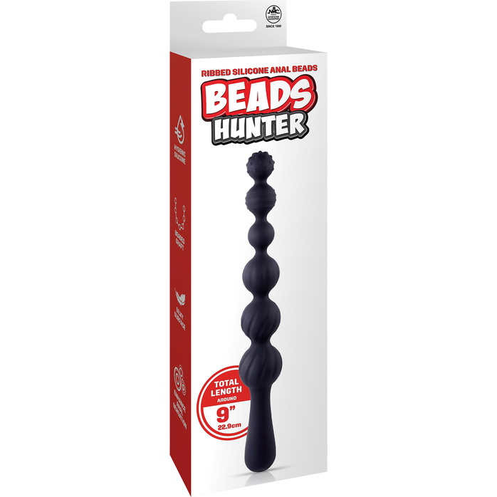 Черная анальная цепочка Beads Hunter - 22,9 см. Фотография 4.