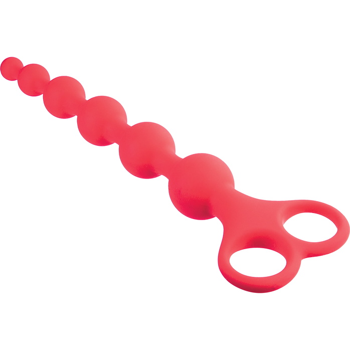 Красная анальная цепочка Ribbed Silicone Anal Beads - 26 см. Фотография 2.