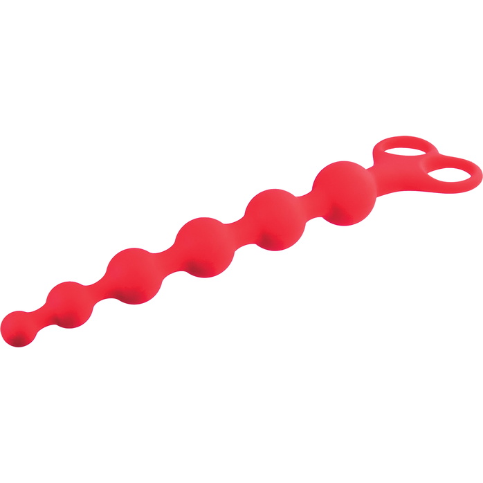 Красная анальная цепочка Ribbed Silicone Anal Beads - 26 см. Фотография 3.