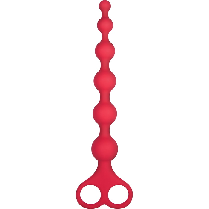 Красная анальная цепочка Ribbed Silicone Anal Beads - 26 см