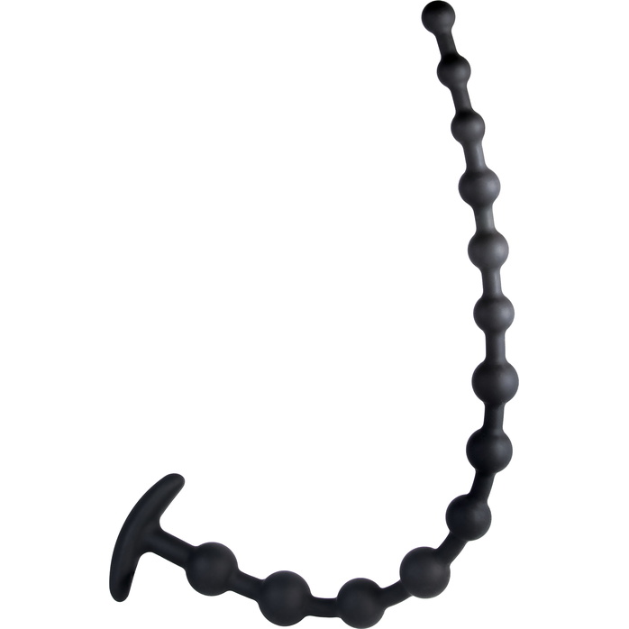 Черная анальная цепочка Ribbed Silicone Anal Beads - 48,3 см. Фотография 2.