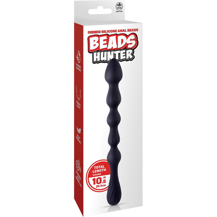 Черная анальная цепочка Hunter Beads - 26,7 см. Фотография 4.