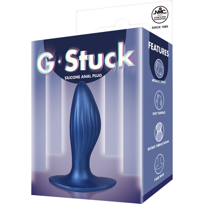 Синяя анальная пробка G Stuck Silicone Anal Plug - 12,5 см. Фотография 4.