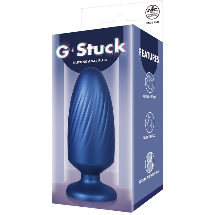 Синяя анальная пробка G Stuck Silicone Anal Plug - 13,5 см. Фотография 4.