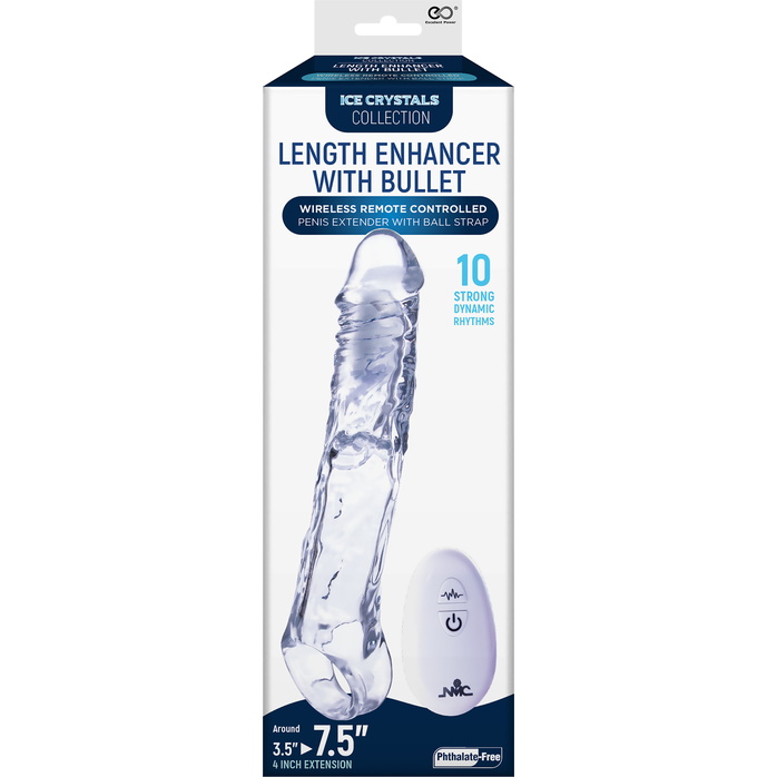 Прозрачная насадка-удлинитель Length Enhancer With Bullet с подхватом - 22,3 см. Фотография 2.