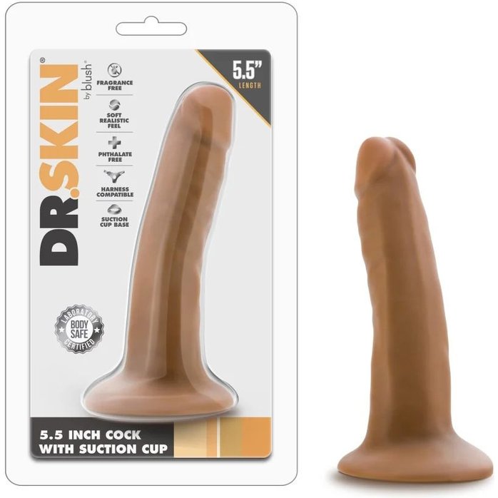 Карамельный фаллоимитатор 5.5 Inch Long Dildo With Suction Cup Base - 13,9 см - Dr. Skin. Фотография 5.