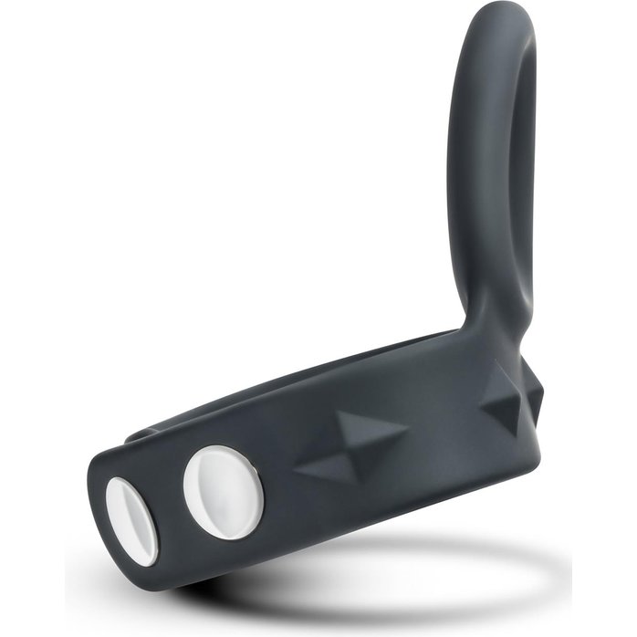 Черное эрекционное кольцо с подхватом мошонки на кнопках VS6 - Performance. Фотография 3.