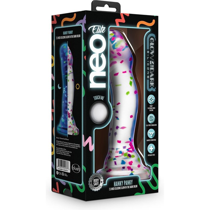 Прозрачный люминесцентный фаллоимитатор Hanky-Panky - 19 см - Neo Elite. Фотография 5.